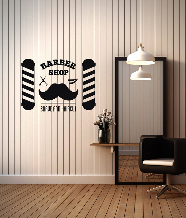 Vinyl Wall Decal Barbershop Hair Salon Shave Haircut Interior Decoration Idea Art Stickers Mural (ig5998)