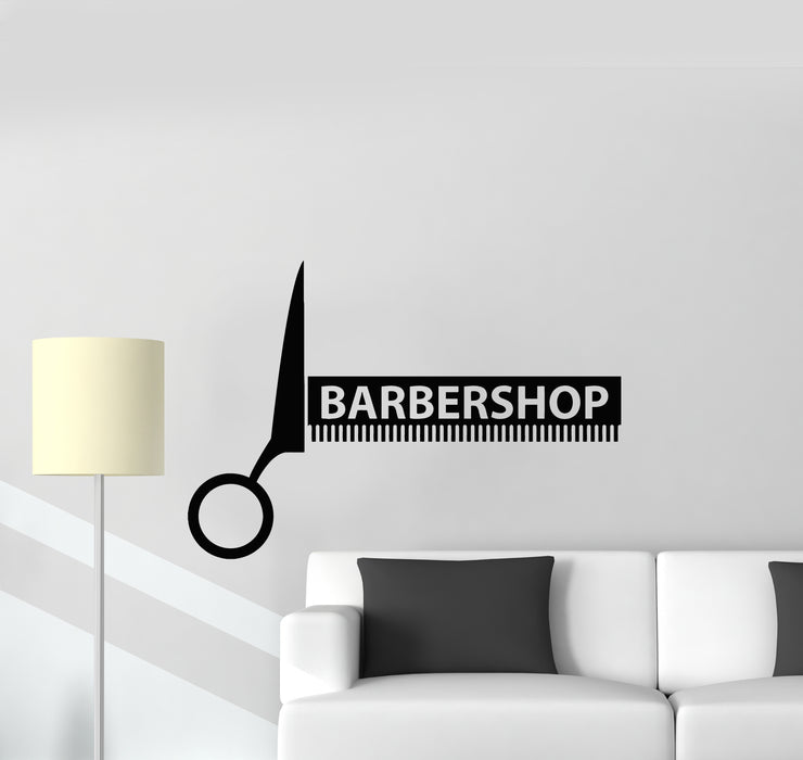 Vinyl Wall Decal Hair Salon Hairdresser Comb Barbershop Stickers Mural (g3932)