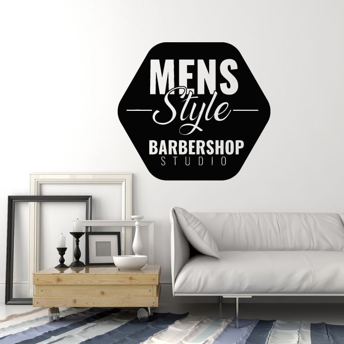 Vinyl Wall Decal Barbershop Studio Mens Style Hair Salon Stickers Mural (g4097)