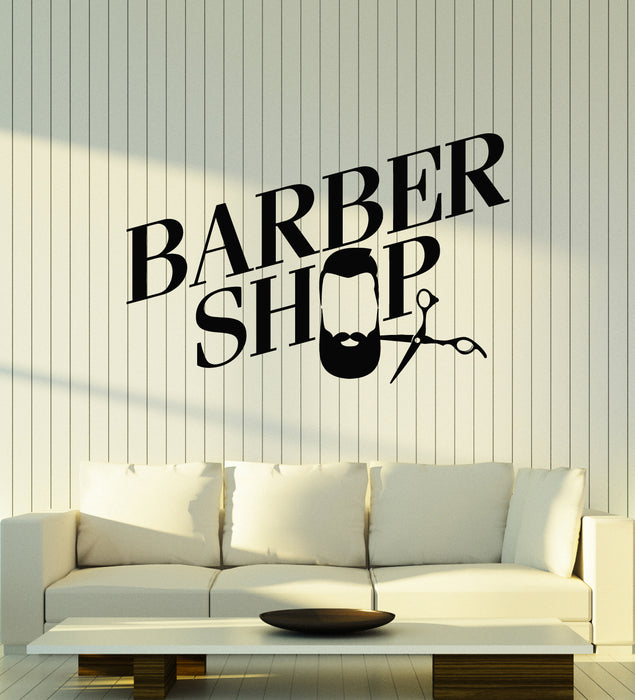 Vinyl Wall Decal Barbershop Icon Haircuts Shaves Beard Stickers Mural (g5054)