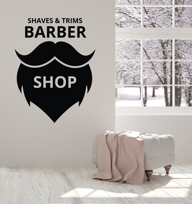 Barber Shop Vinyl Wall Decal Shaves Trims Beauty Salon Hair Stickers Mural (k091)