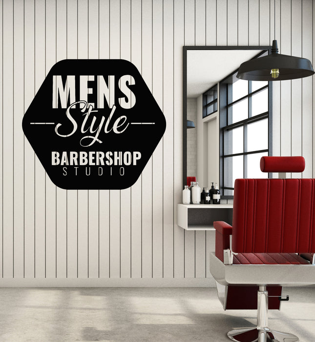 Vinyl Wall Decal Barbershop Studio Mens Style Hair Salon Stickers Mural (g4097)