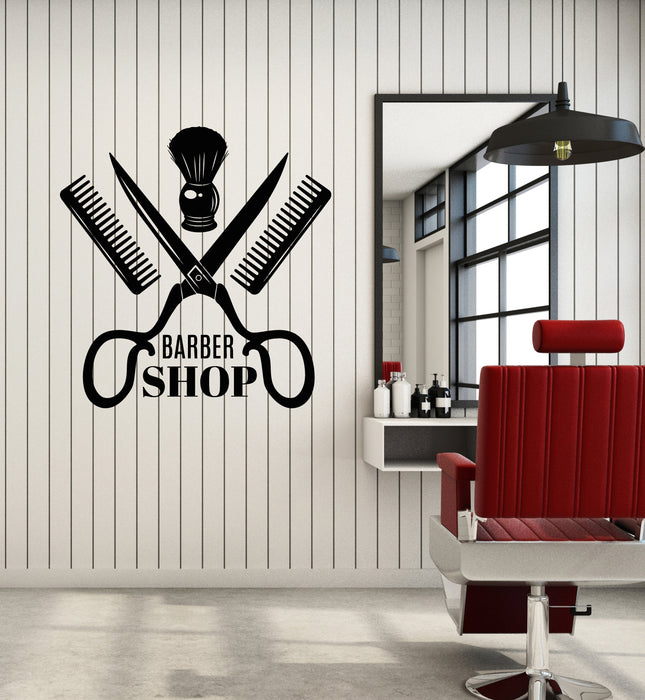 Vinyl Wall Decal Haircuts Shaves Barbershop Service Barber Tools Stickers Mural (g4202)