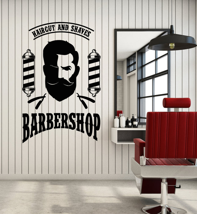 Vinyl Wall Decal Man Haircut Shaves Professional Service Barber Shop Stickers Mural (g7436)