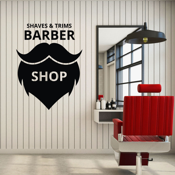 Barber Shop Vinyl Wall Decal Shaves Trims Beauty Salon Hair Stickers Mural (k091)