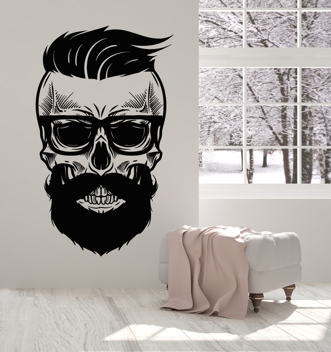 Vinyl Wall Decal Barber Shop Haircut Skull Shaving Interior Stickers Mural (g6348)