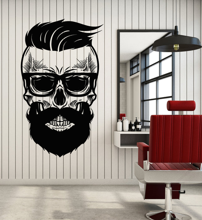Vinyl Wall Decal Barber Shop Haircut Skull Shaving Interior Stickers Mural (g6348)
