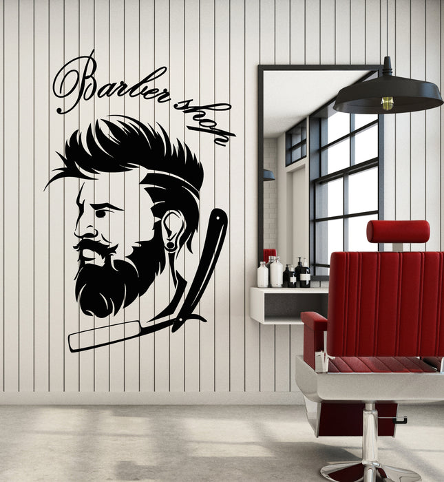 Vinyl Wall Decal Barber Icon Man's Hair Salon Shaving Barbershop Stickers Mural (g3000)