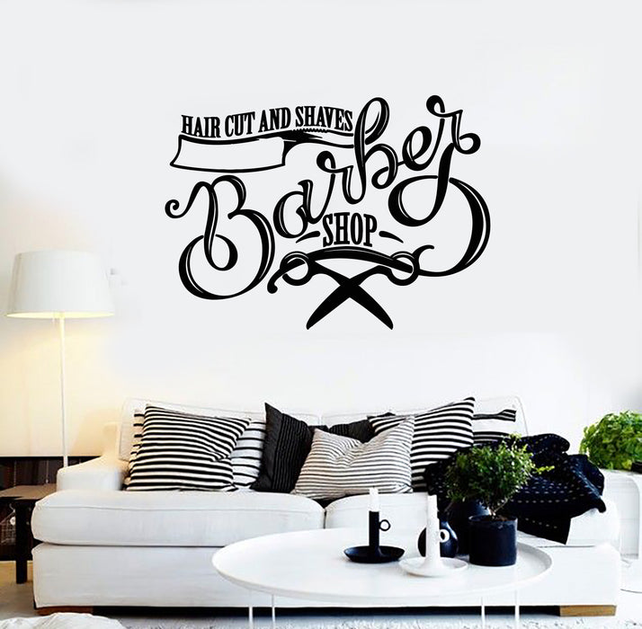 Vinyl Wall Decal  Man's Hair Cutting Hairstyle Shaving Barber Shop  Stickers Mural (g3649)