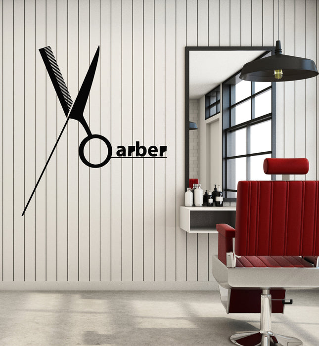 Vinyl Wall Decal Man's Hair Haircut Shaves Barber Tools Barbershop Stickers Mural (g3904)