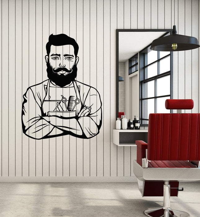 Vinyl Wall Decal Barbershop Tools Hair Hairdresser Barber Stylist Stickers Mural (g4790)