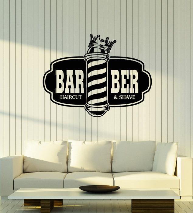 Vinyl Wall Decal Barbershop Haircut Shaves Man's Hair Salon Stickers Mural (g4994)