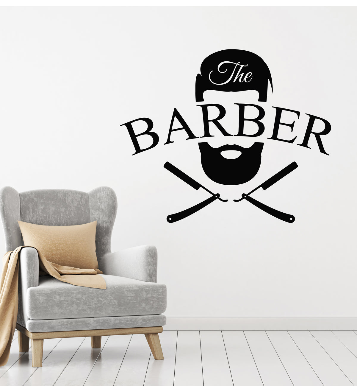 Vinyl Wall Decal Barbershop Haircuts Shaves Man's Hair Salon Stickers ...
