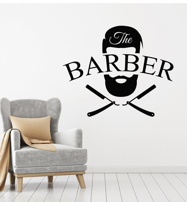 Vinyl Wall Decal Barbershop Haircuts Shaves Man's Hair Salon Stickers Mural (g5075)