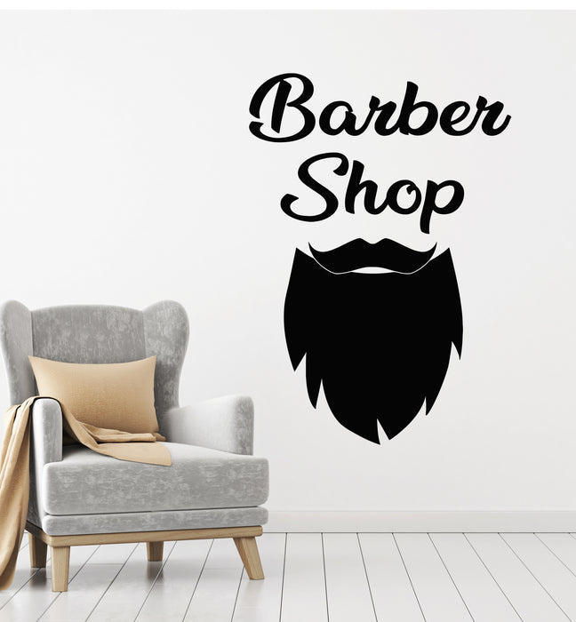 Vinyl Wall Decal Barbershop Beard Man's Hair Salon Interior Stickers Mural (g6259)