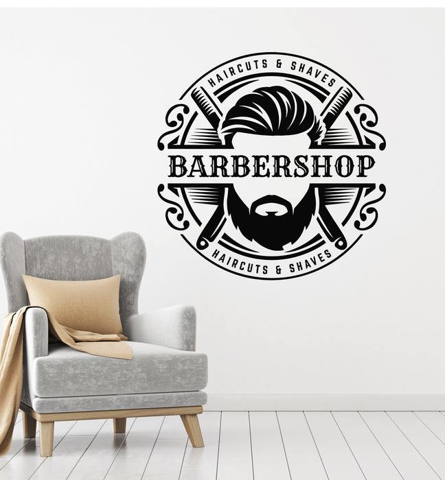 Vinyl Wall Decal Barbershop Haircuts Shaves Beauty Salon Hair Stickers Mural (g7082)