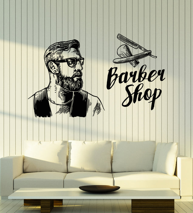 Vinyl Wall Decal Barbershop Haircuts Shaves Barber Man's Stylist Stickers Mural (g7329)