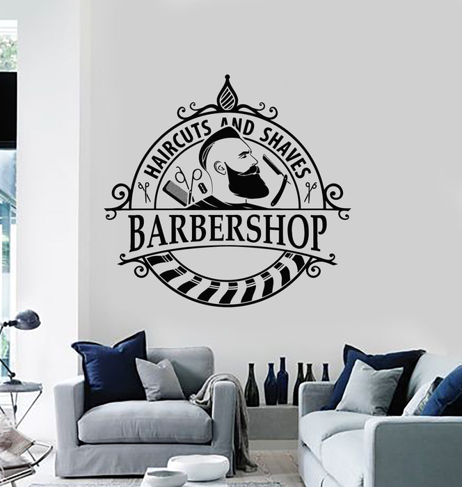 Vinyl Wall Decal Barbershop Shaves Haircuts Stylist Fashion Man Hair Stickers Mural (g7628)