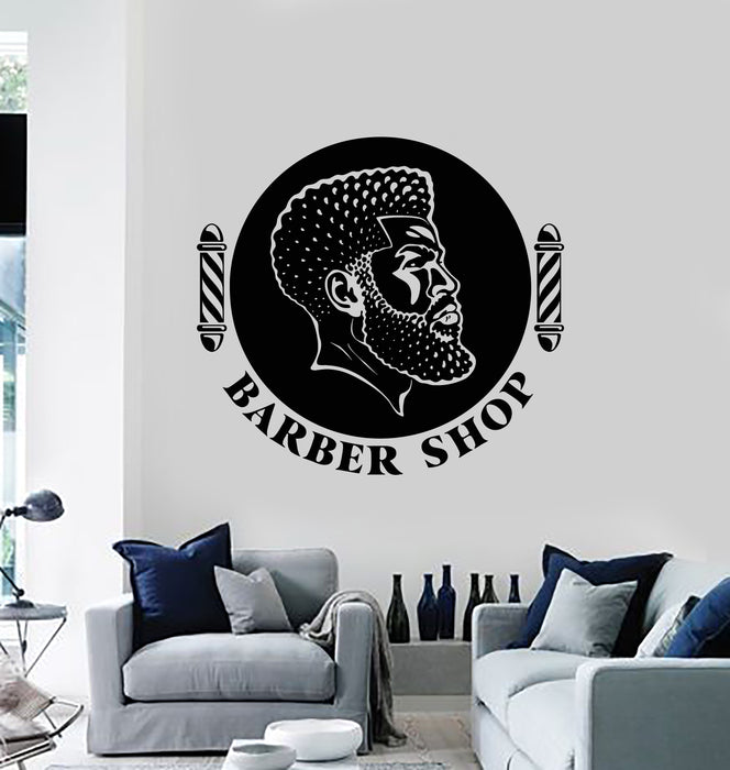 Vinyl Wall Decal Barber Shop Man's Style Hair Beard Shaves Stickers Mural (g7744)