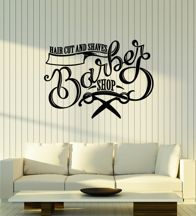 Vinyl Wall Decal  Man's Hair Cutting Hairstyle Shaving Barber Shop  Stickers Mural (g3649)