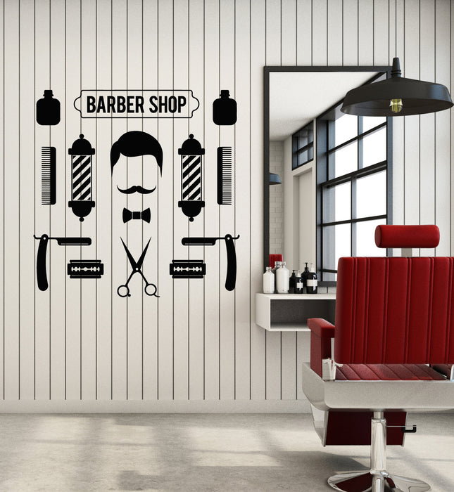 Vinyl Wall Decal Barber Shop Man's Hair Salon Cutting Stickers Mural (g4785)