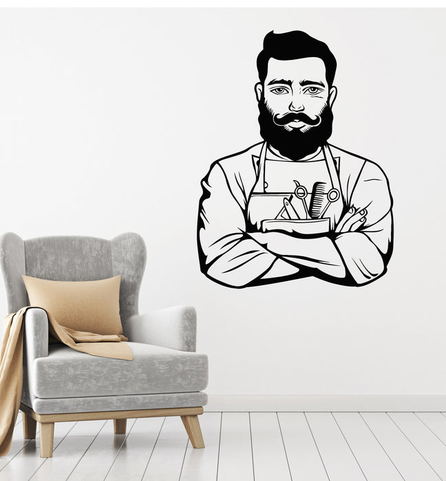 Vinyl Wall Decal Barbershop Tools Hair Hairdresser Barber Stylist Stickers Mural (g4790)