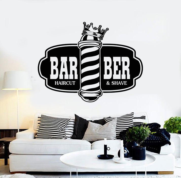 Vinyl Wall Decal Barbershop Haircut Shaves Man's Hair Salon Stickers Mural (g4994)