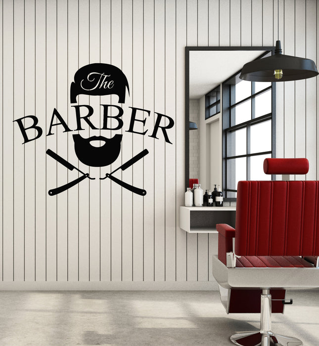 Vinyl Wall Decal Barbershop Haircuts Shaves Man's Hair Salon Stickers Mural (g5075)