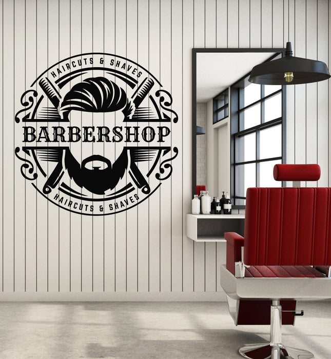 Vinyl Wall Decal Barbershop Haircuts Shaves Beauty Salon Hair Stickers Mural (g7082)