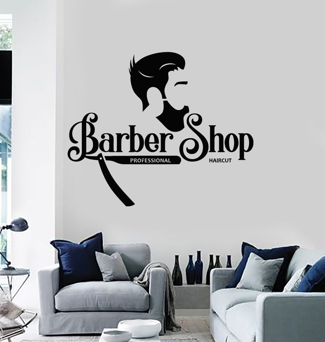 Vinyl Wall Decal Barbershop Professional Haircut Man's Hair Stickers Mural (g7300)