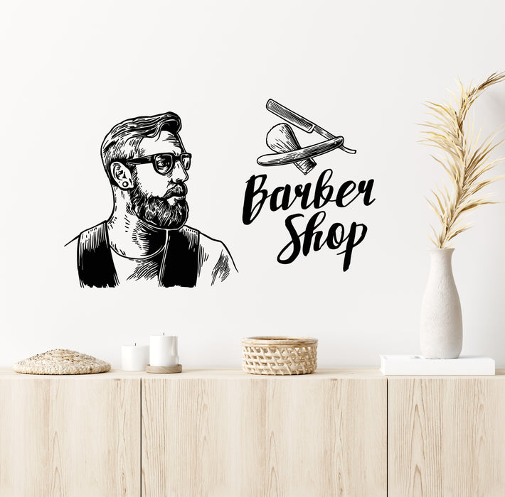 Vinyl Wall Decal Barbershop Haircuts Shaves Barber Man's Stylist Stickers Mural (g7329)