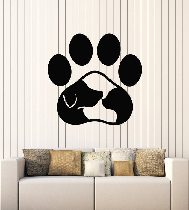 Vinyl Wall Decal Paw Print Pet Shop Grooming Care Cat Dog Stickers Mural (g7579)