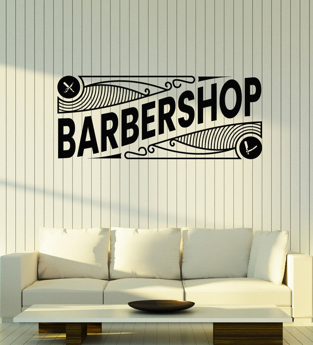 Vinyl Wall Decal Barbershop Man's Style Beauty Hair Shaves Stickers Mural (g7591)