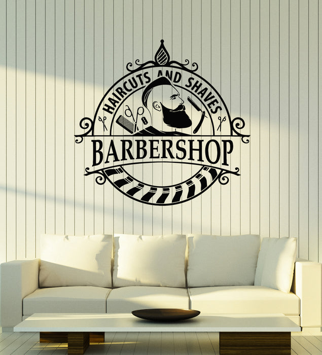 Vinyl Wall Decal Barbershop Shaves Haircuts Stylist Fashion Man Hair Stickers Mural (g7628)