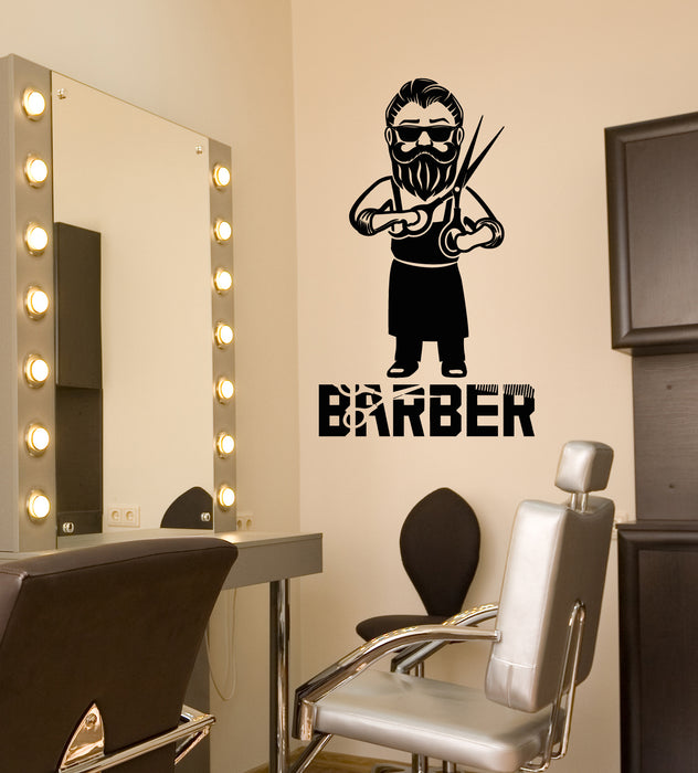 Vinyl Wall Decal Barber Gentleman Salon Moustache Haircut Stickers Mural (g8139)