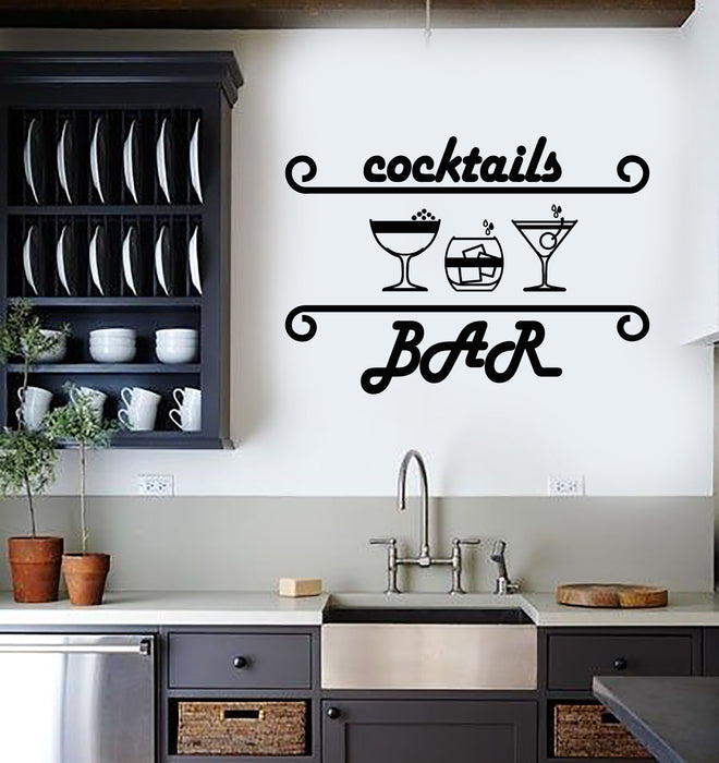 Vinyl Wall Decal Night Club Cocktail Party Drink Bar Alcohol Glass Stickers Mural (g3783)