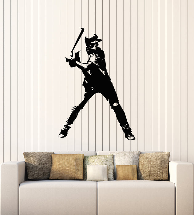 Vinyl Wall Decal Baseball Sport Player Bat Sports Ball Fan Decor Stickers Mural (g1780)