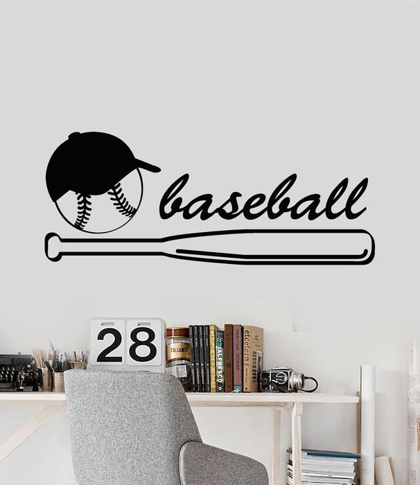 Vinyl Wall Decal Baseball Cap Bat Ball Team Game Sport Teen Room Stickers Mural (g2760)