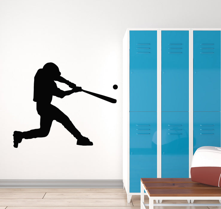 Vinyl Wall Decal Baseball Bat Ball Game Sport Silhouette Player Stickers Mural (g765)