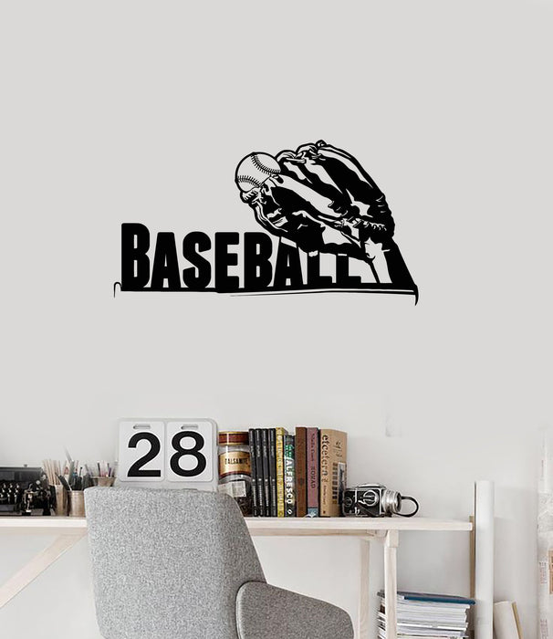 Vinyl Wall Decal Baseball Glove Lettering Ball Sports Room Decor Art Stickers Mural (ig5588)