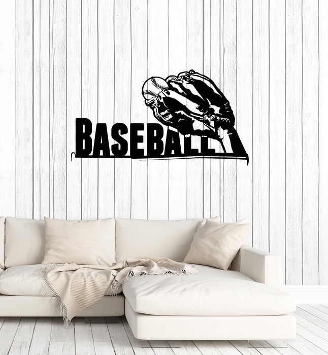 Vinyl Wall Decal Baseball Glove Lettering Ball Sports Room Decor Art Stickers Mural (ig5588)