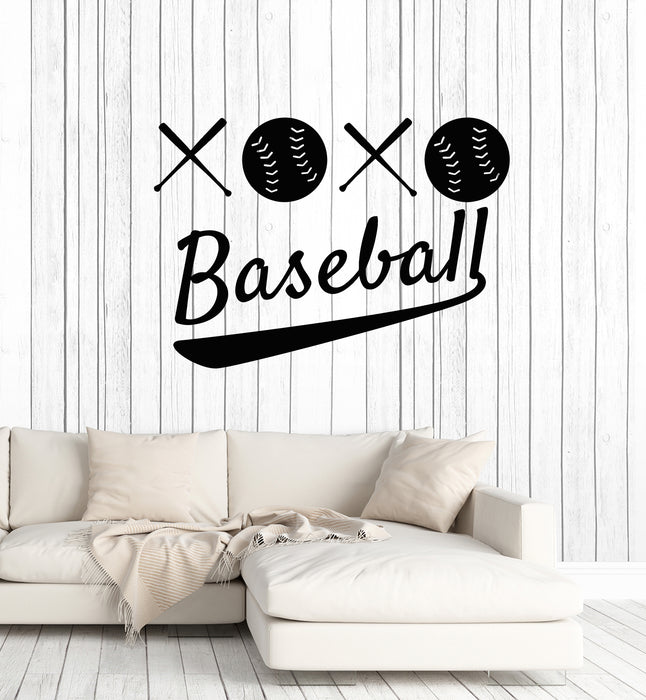 Vinyl Wall Decal Baseball Words Game Sport Ball Bat Fan Decor Stickers Mural (g1334)