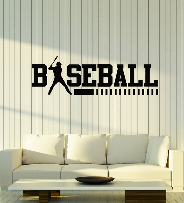 Vinyl Wall Decal Baseball Inscription Player Sports Bat Ball Stickers Mural (g1360)