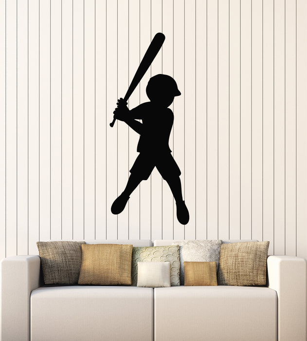 Vinyl Wall Decal Baseball Bat Boy Kids Room Game Sport School Stickers Mural (g1412)