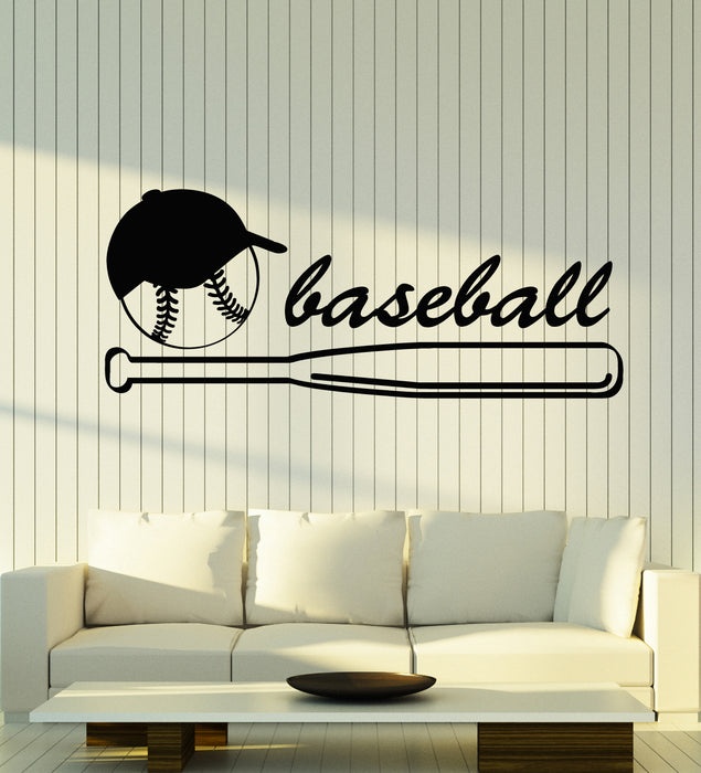 Vinyl Wall Decal Baseball Cap Bat Ball Team Game Sport Teen Room Stickers Mural (g2760)
