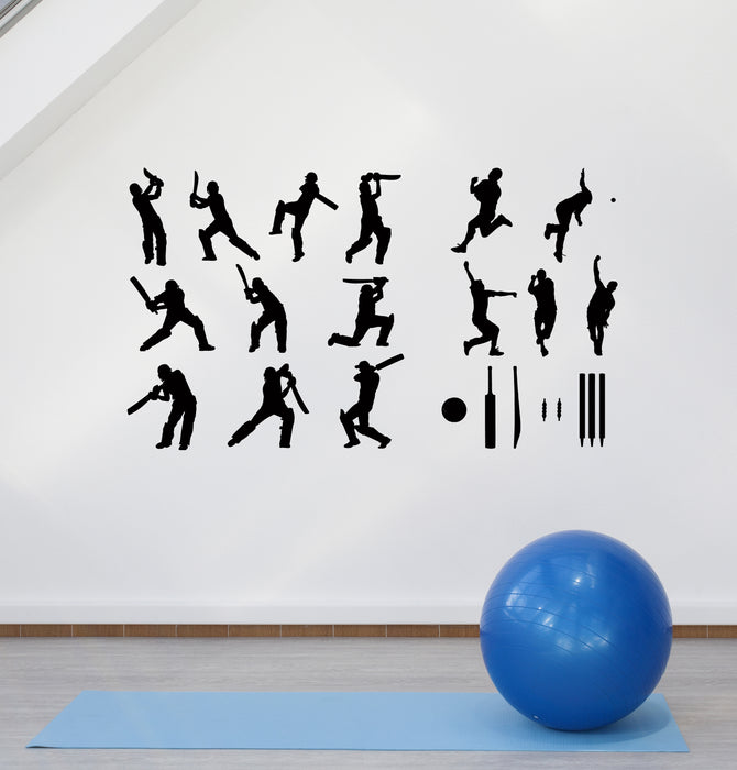Baseball Players Vinyl Wall Decal Team Silhouette Game Boys Room Gym Stickers Mural (k022)