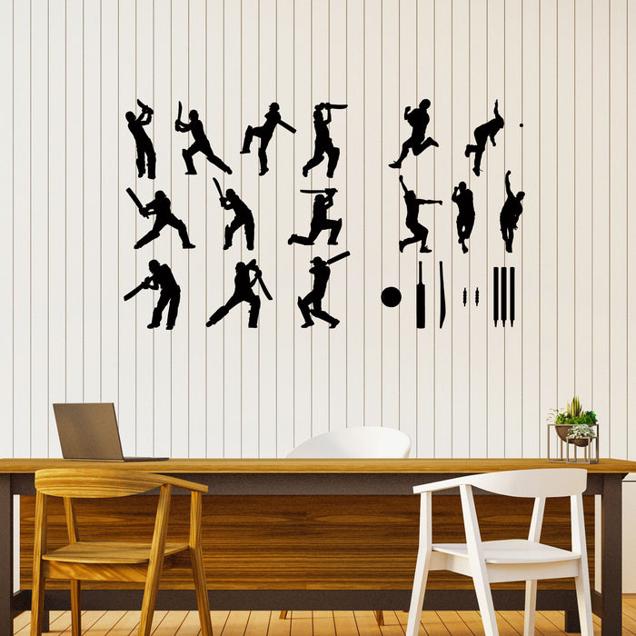 Baseball Players Vinyl Wall Decal Team Silhouette Game Boys Room Gym Stickers Mural (k022)