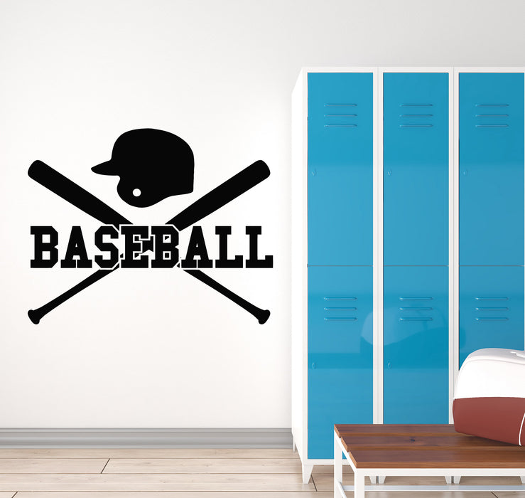 Vinyl Wall Decal Baseball Hat Bats Ball Game Sports Decor Stickers Mural (g5901)