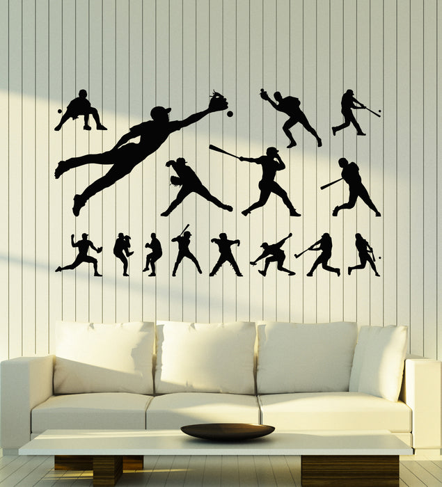 Vinyl Wall Decal Baseball Player Silhouette Game Fan Sports Stickers Mural (g6900)