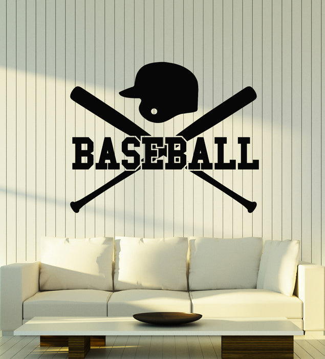 Vinyl Wall Decal Baseball Hat Bats Ball Game Sports Decor Stickers Mural (g5901)